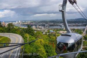 Aerial tram to OU Medical Center with view of Portland