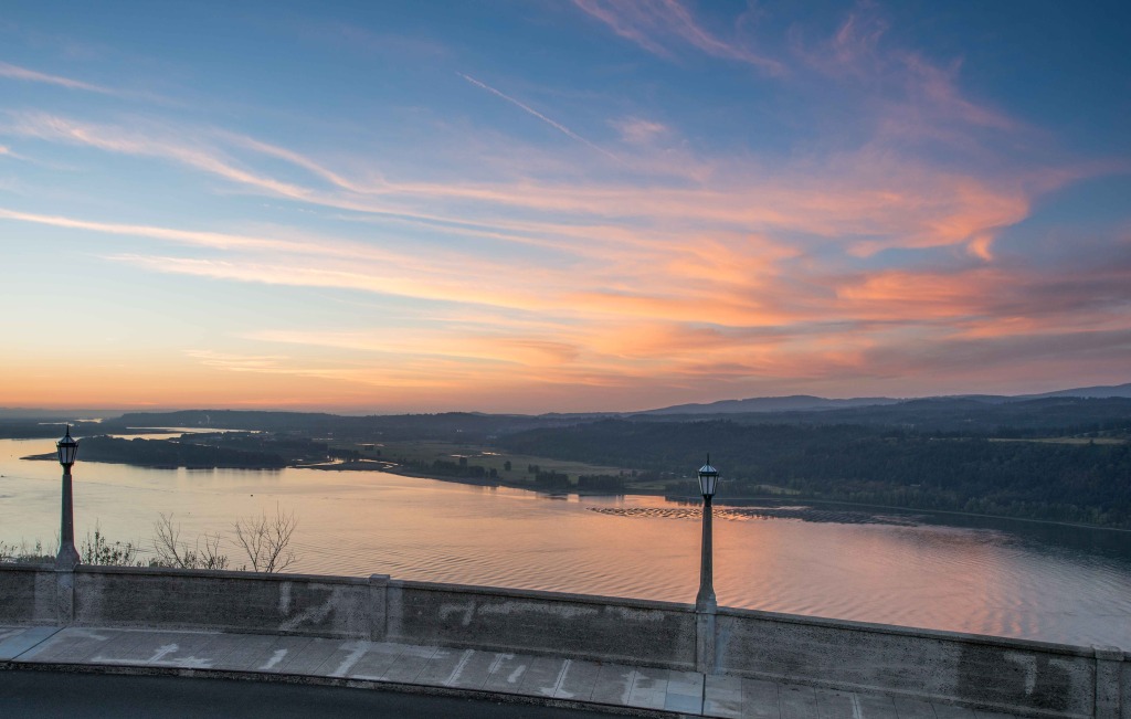 Sunset view of the Columbia River from the View House