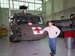 A Blackhawk Medivac Helicopter in Bob Johnson's hanger at Fort Campbell