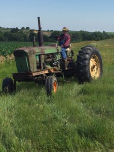 91 year old Bob Shanahan on his tractor
